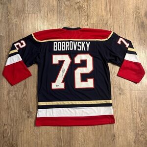 Florida Panthers Sergei Bobrovsky Signed Blue Custom Jersey Beckett Witness COA